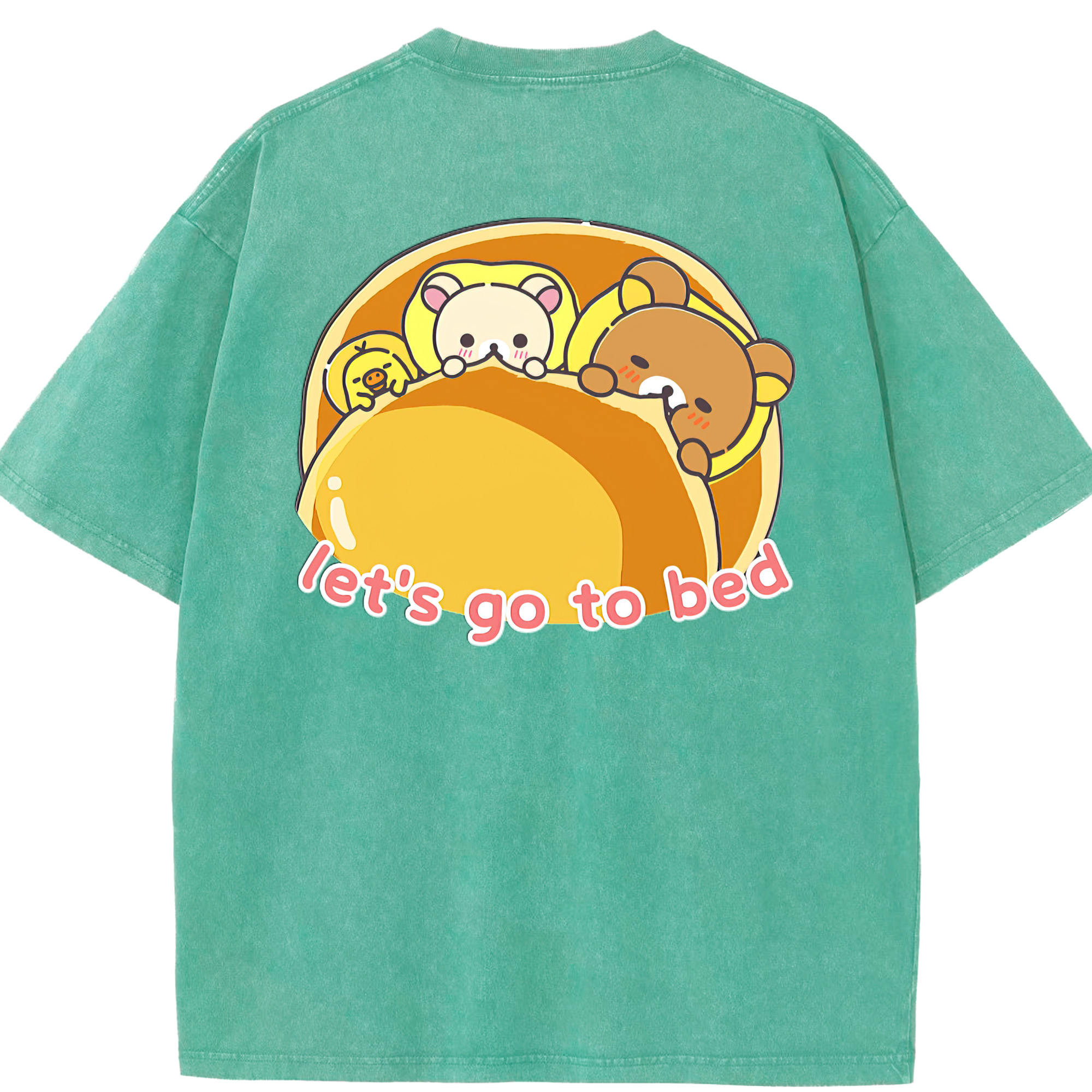 （画像用） リラックマ リラックマ キイロイトリ Rilakkuma Korilakkuma Kiiroitori 綿100% ヴィンテージ風 半袖Tシャツ（背面プリント）